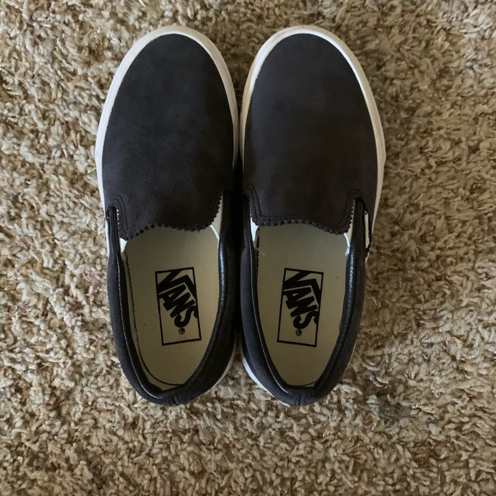 Vans charcoal gray slip ones